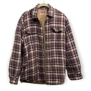 Vintage Wrangler Sherpa Lined Flannel Shacket Size Medium (purple/brown)